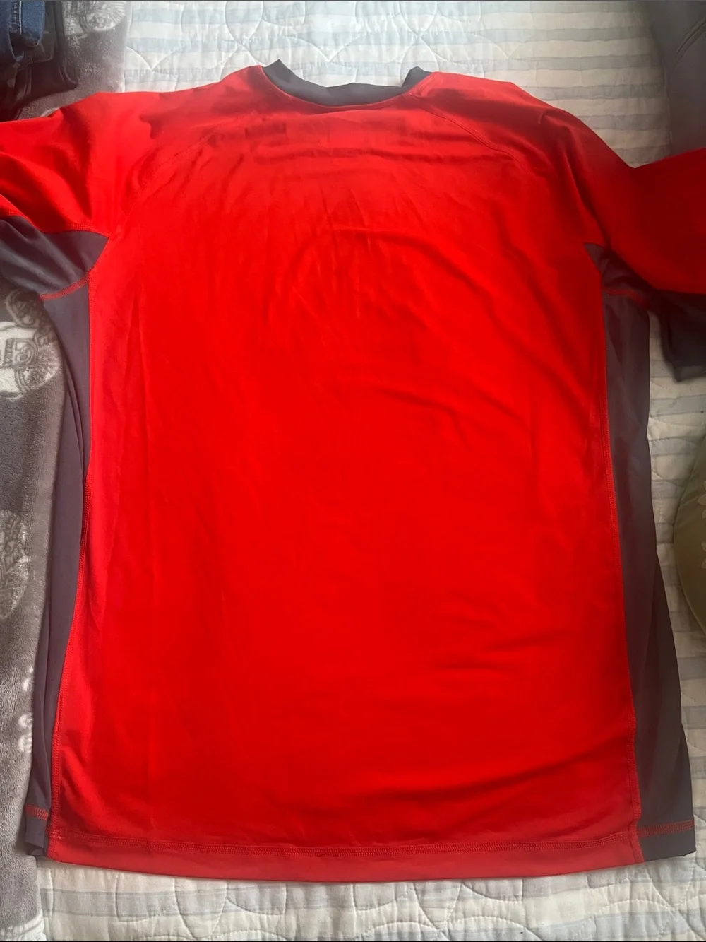 The North Face Red Long-Sleeve Crew with Dark Contrast Collar